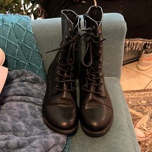 Forever Lace-up Black Boots